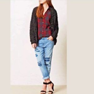 Anthropologie MOTH Fuzzy Button-Front Cardigan M